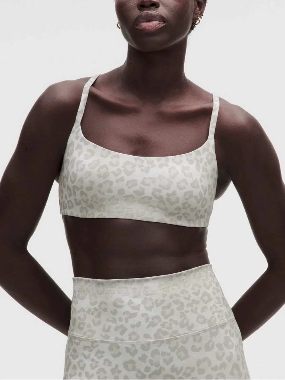 lululemon athletica Light Cream Leopard-Print Scoop Sports Bra